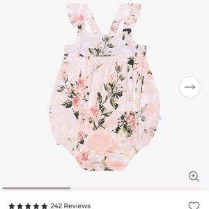 New in Bag- Posh Peanut Vintage Pink Rose Ruffled Capsleeve Bubble Romper